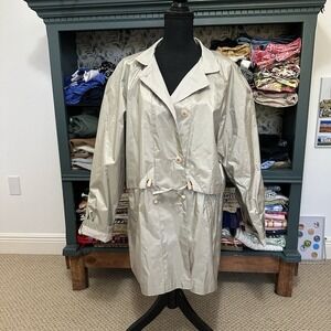 TOTES Rain Coat Women's Hooded Front  Zipper‎ Pockets Sz M